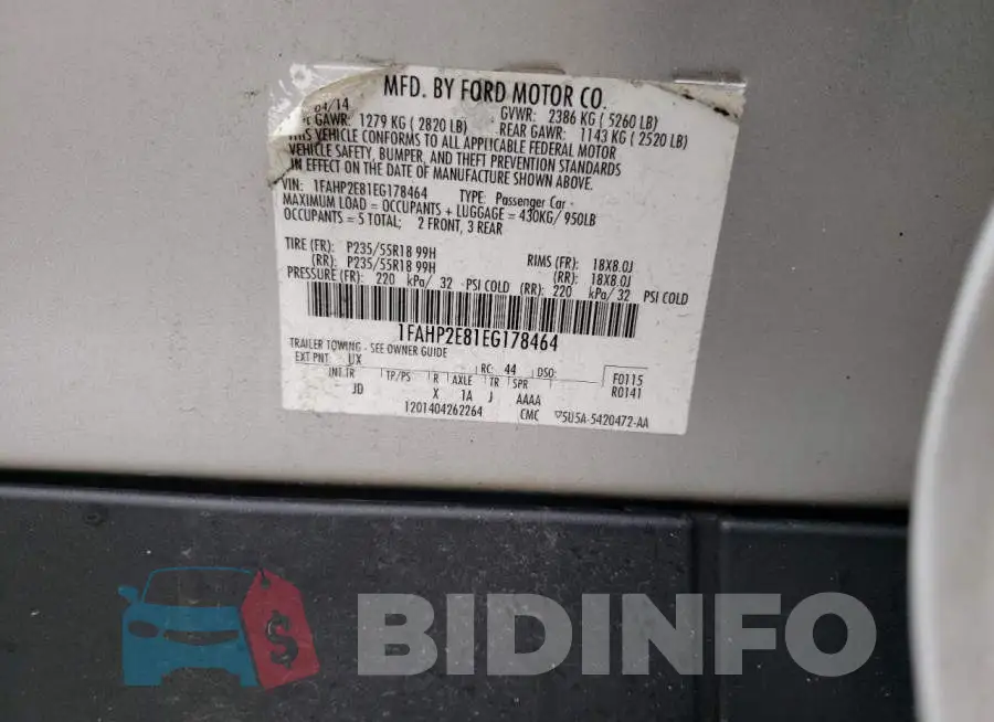 1FAHP2E81EG178464 Photo# 12