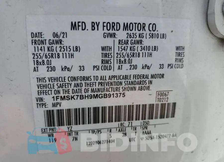 1FMSK7BH9MGB91375 Photo# 13