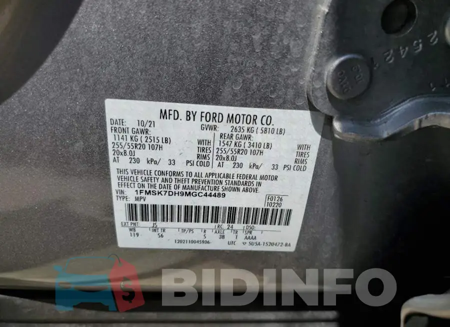 1FMSK7DH9MGC44489 Photo# 14