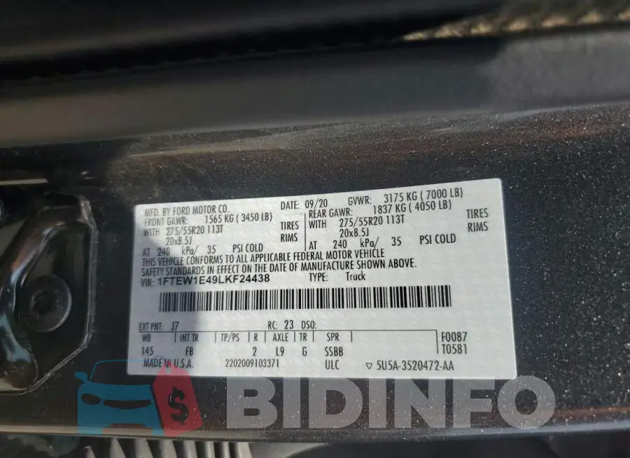 1FTEW1E49LKF24438 Photo# 12
