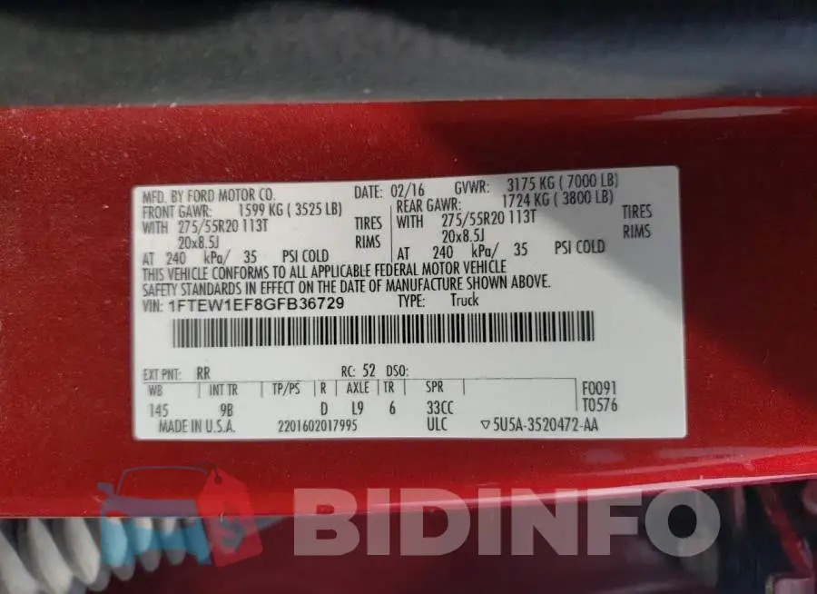 1FTEW1EF8GFB36729 Photo# 12