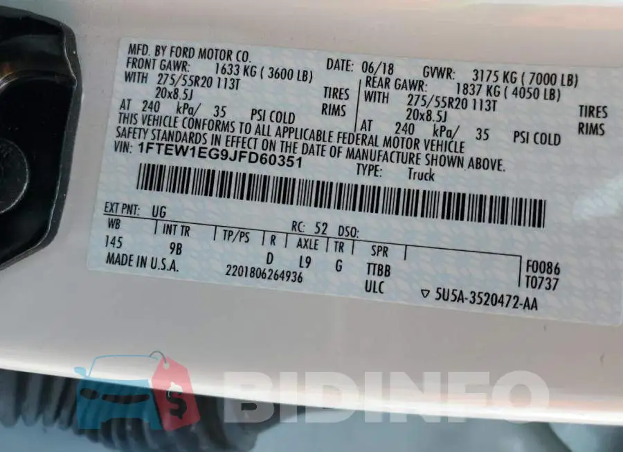 1FTEW1EG9JFD60351 Photo# 12