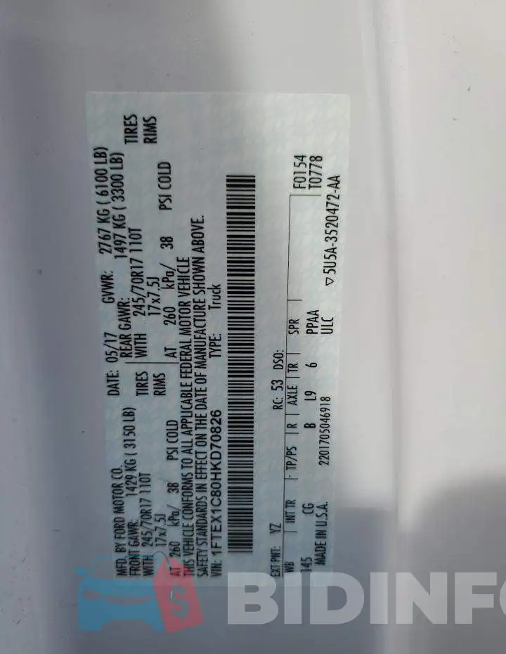 1FTEX1C80HKD70826 Photo# 12