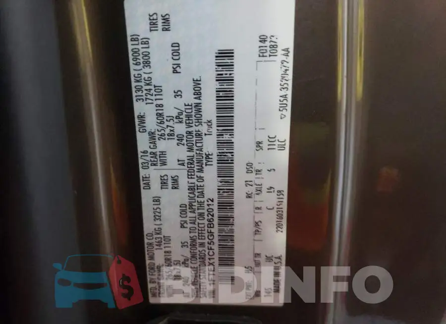 1FTEX1CF5GFB62012 Photo# 12