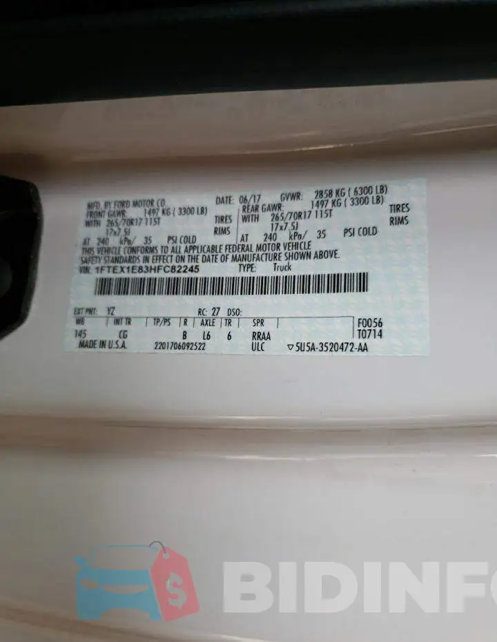 1FTEX1E83HFC82245 Photo# 12