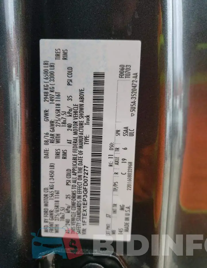1FTEX1EP3GFD07277 Photo# 12