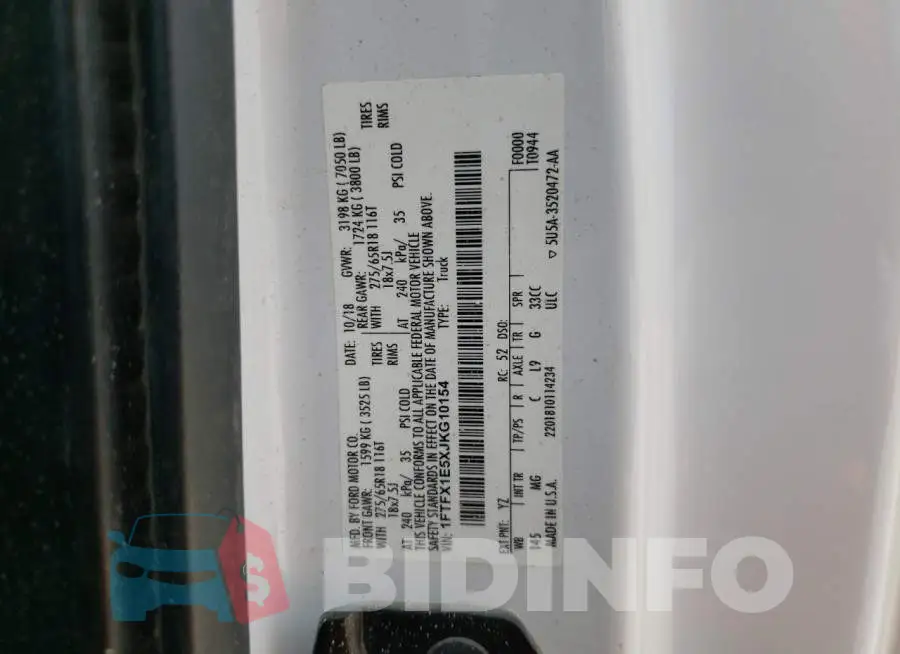 1FTFX1E5XJKG10154 Photo# 12