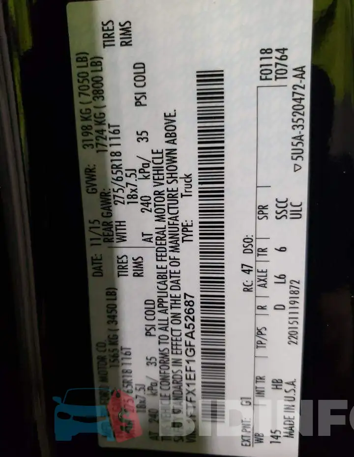 1FTFX1EF1GFA52687 Photo# 12
