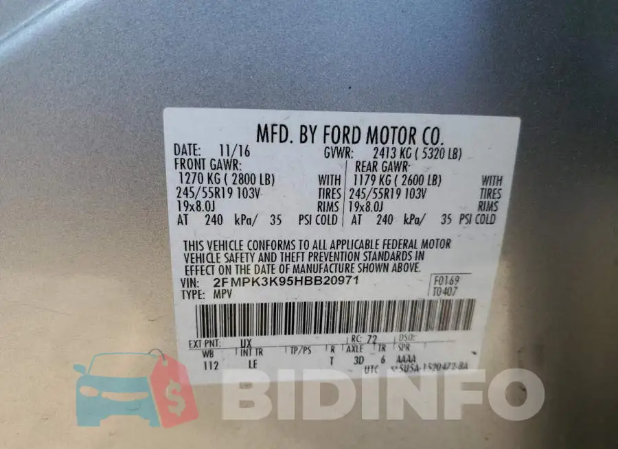 2FMPK3K95HBB20971 Photo# 13