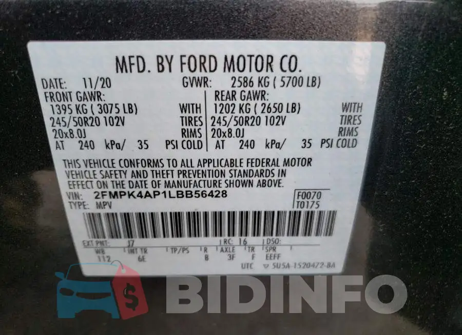 2FMPK4AP1LBB56428 Photo# 14