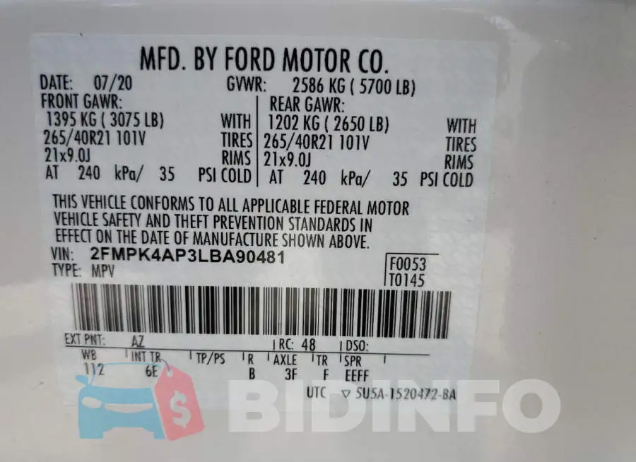 2FMPK4AP3LBA90481 Photo# 13