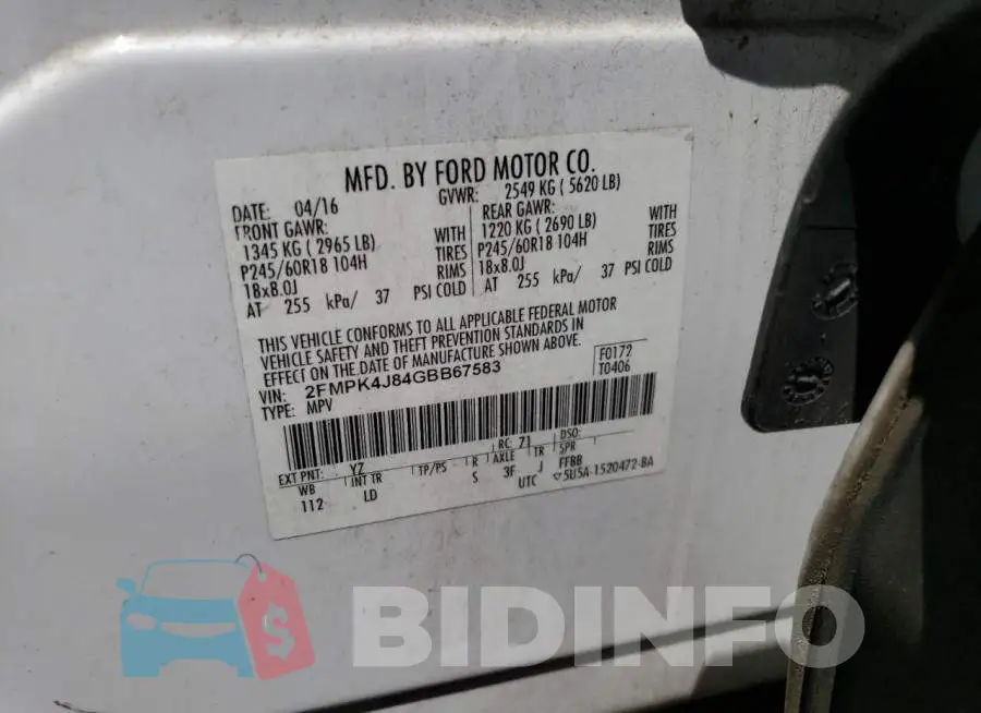 2FMPK4J84GBB67583 Photo# 13