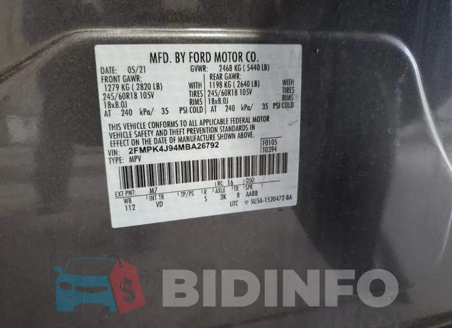 2FMPK4J94MBA26792 Photo# 12