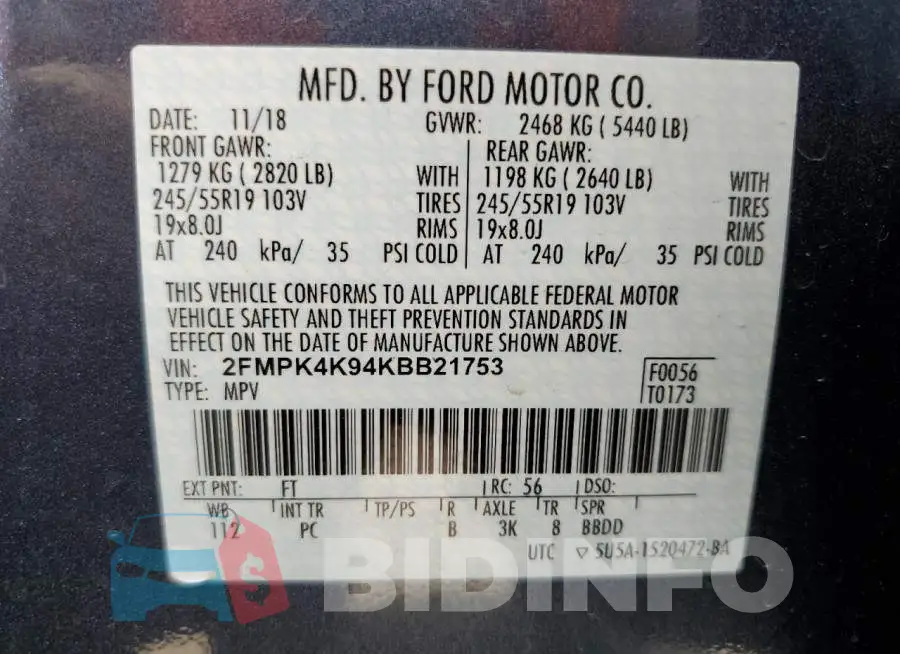 2FMPK4K94KBB21753 Photo# 14