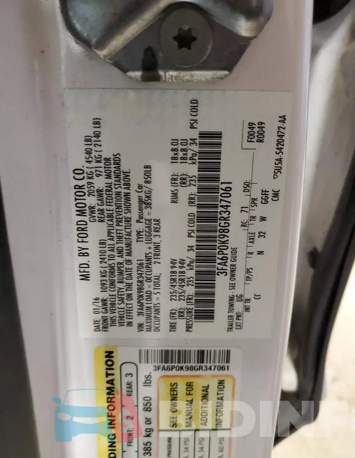 3FA6P0K98GR347061 Photo# 12