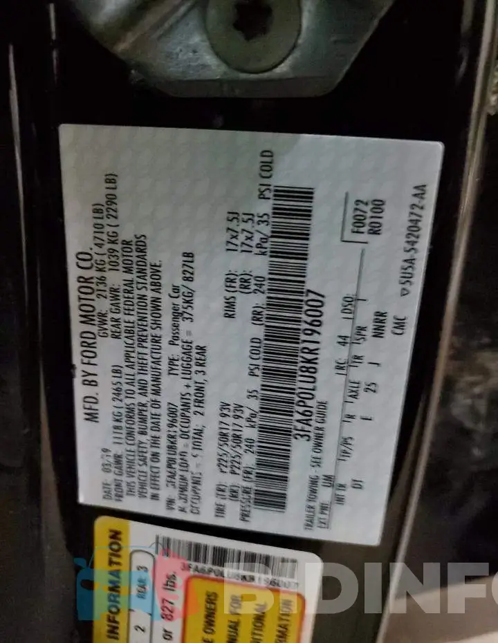 3FA6P0LU8KR196007 Photo# 12