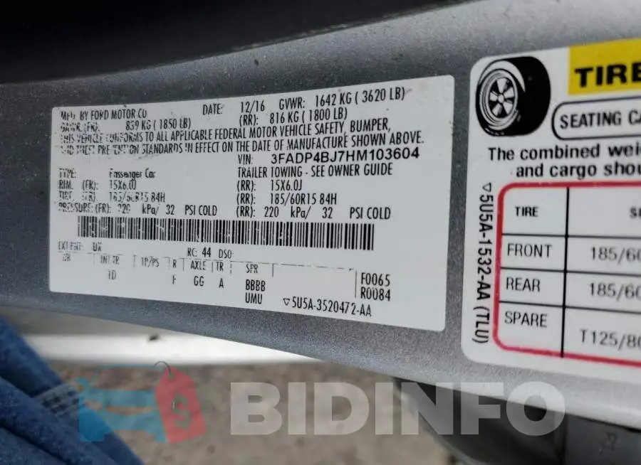 3FADP4BJ7HM103604 Photo# 12