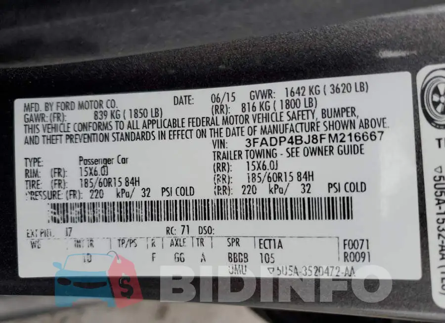 3FADP4BJ8FM216667 Photo# 13
