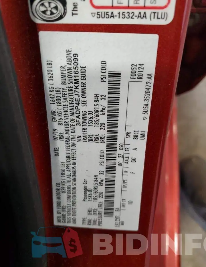 3FADP4EJ7KM165099 Photo# 12