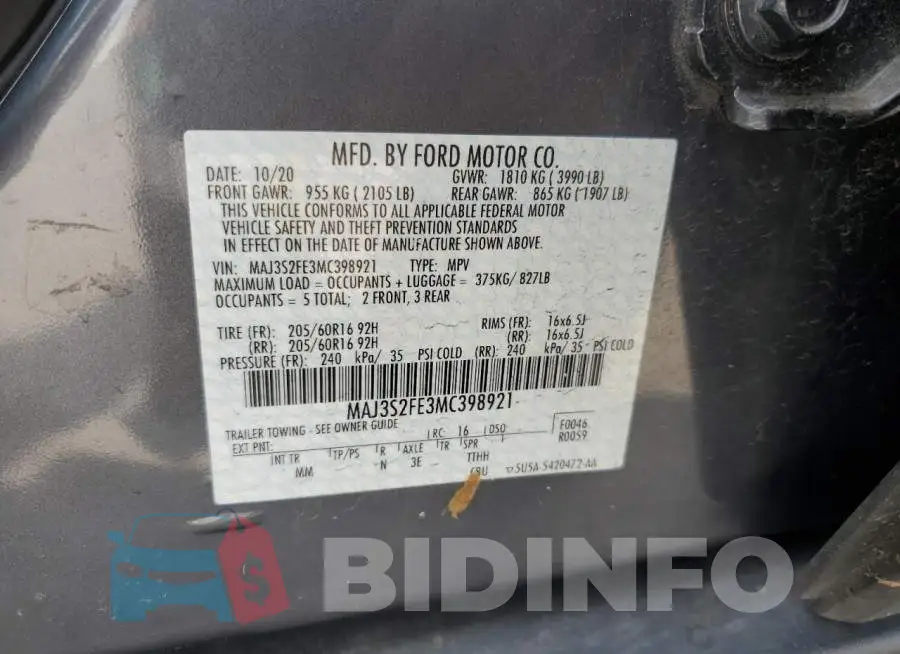 MAJ3S2FE3MC398921 Photo# 12