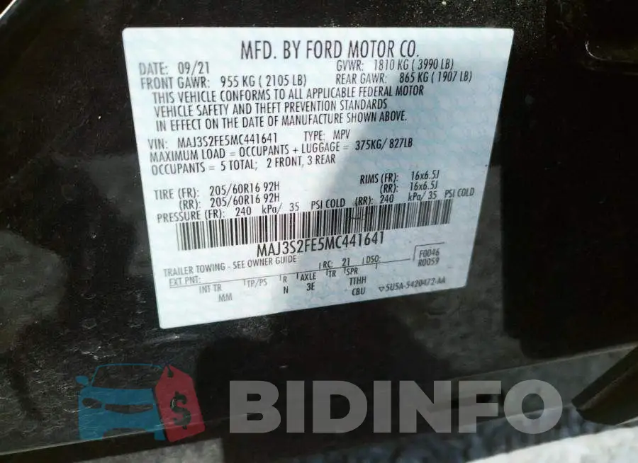 MAJ3S2FE5MC441641 Photo# 13