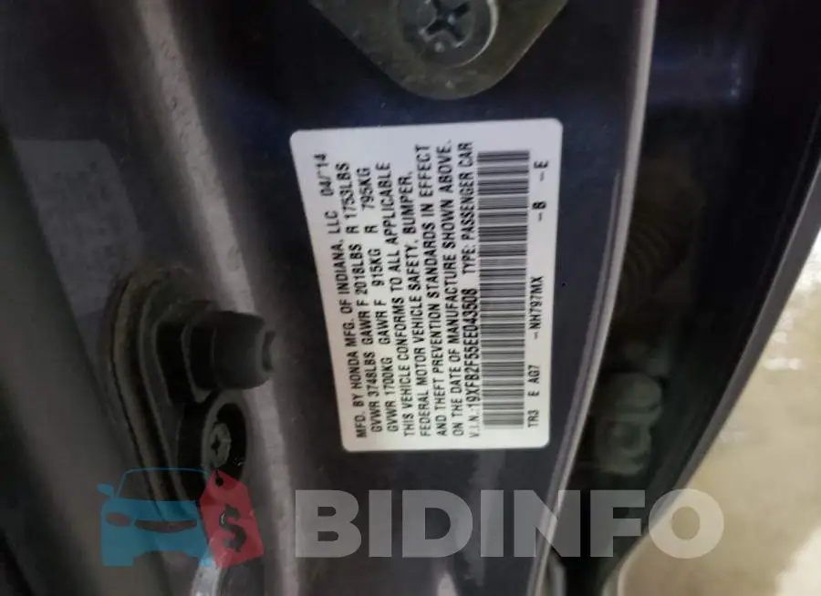 19XFB2F55EE043508 Photo# 12