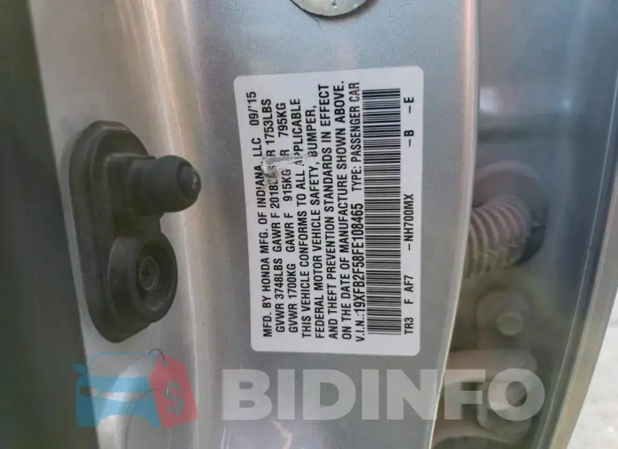 19XFB2F58FE108465 Photo# 12