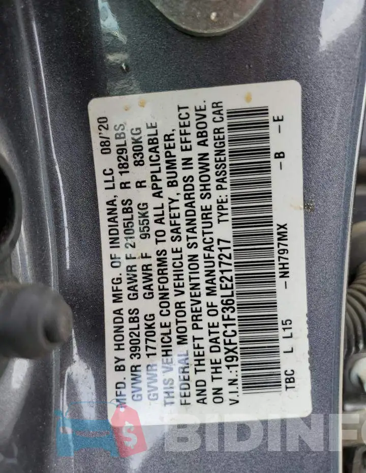 19XFC1F36LE217217 Photo# 12