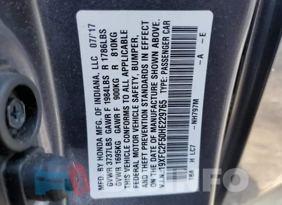 19XFC2F50HE229765 Photo# 12