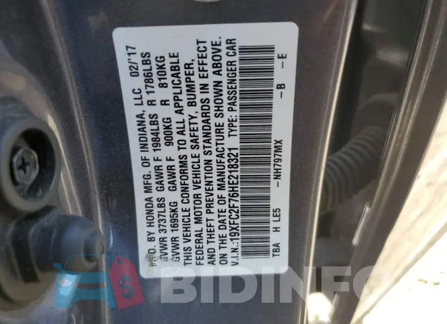 19XFC2F76HE218321 Photo# 12