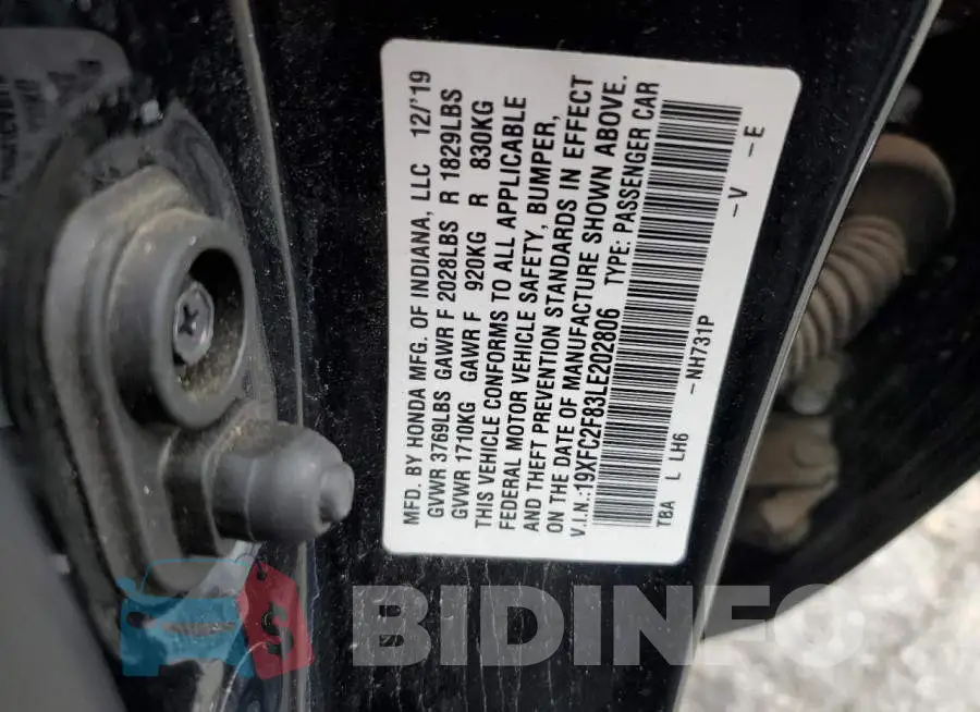 19XFC2F83LE202806 Photo# 12