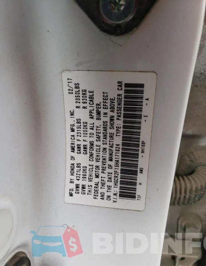 1HGCR2F15HA171624 Photo# 13