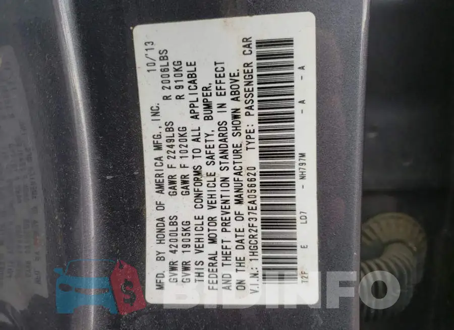 1HGCR2F37EA056620 Photo# 12