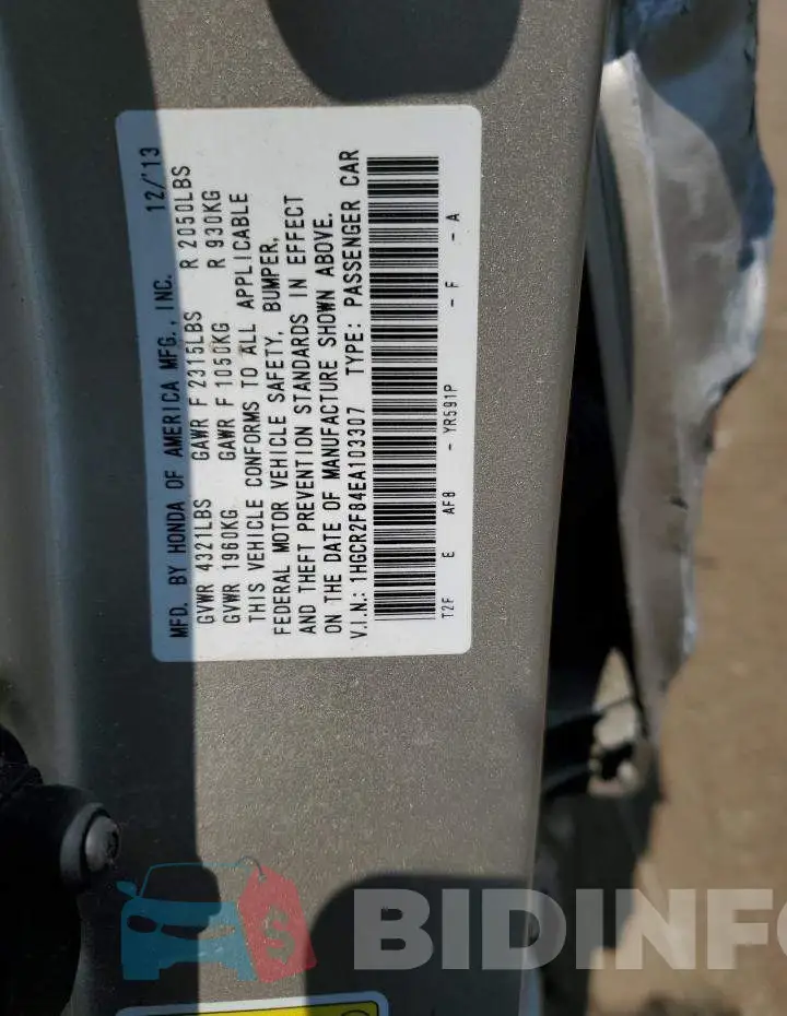 1HGCR2F84EA103307 Photo# 12