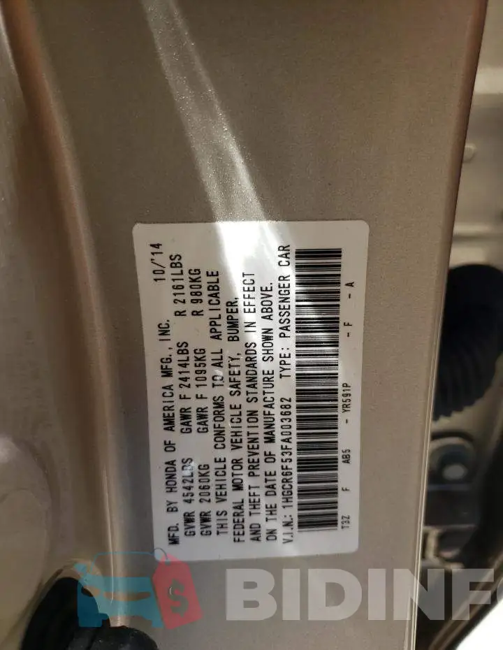 1HGCR6F53FA003682 Photo# 12