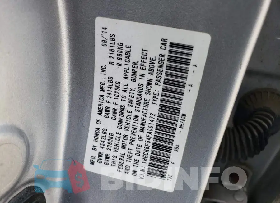1HGCR6F54FA001472 Photo# 12