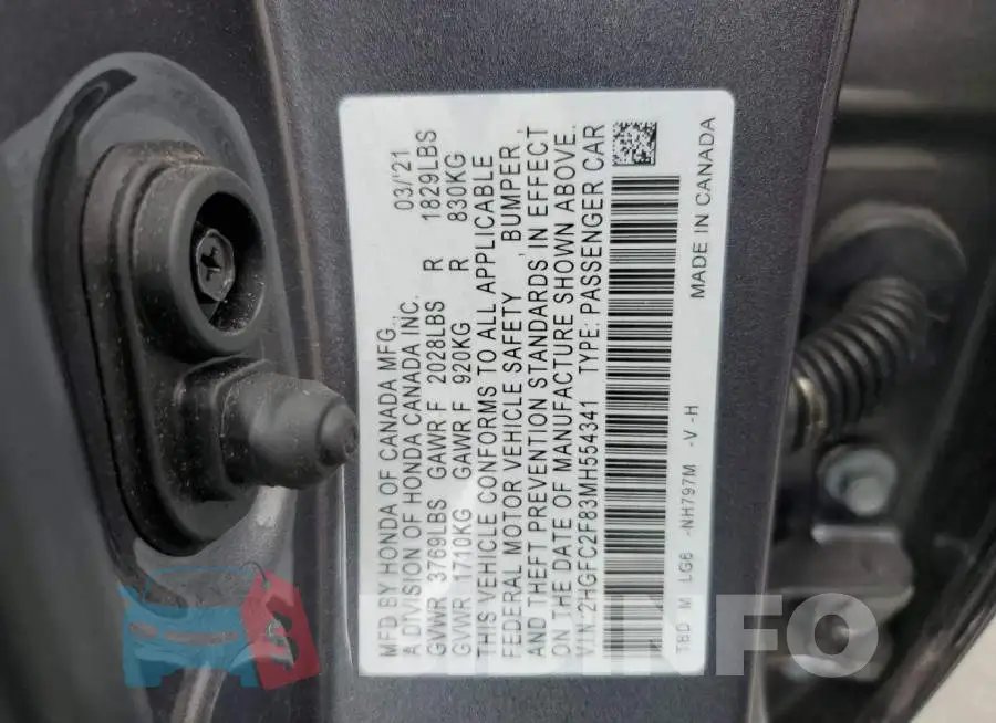 2HGFC2F83MH554341 Photo# 12
