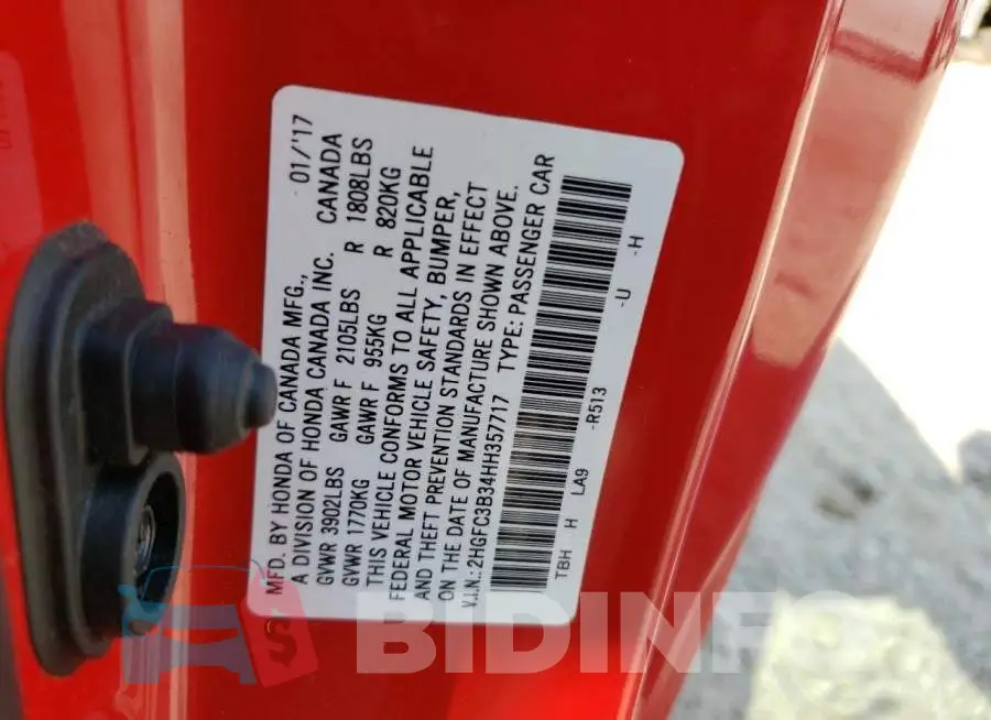 2HGFC3B34HH357717 Photo# 12