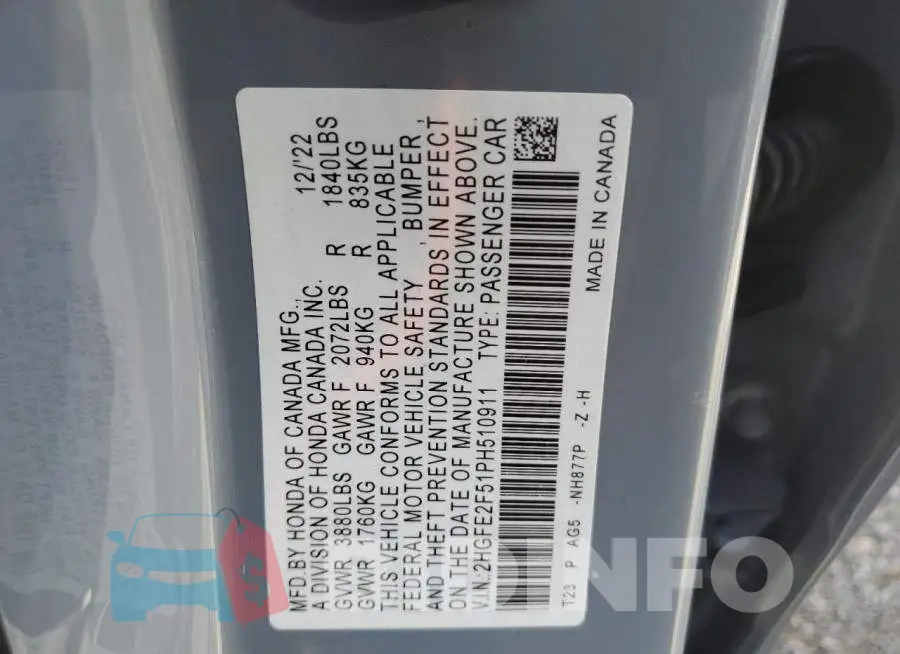 2HGFE2F51PH510911 Photo# 12