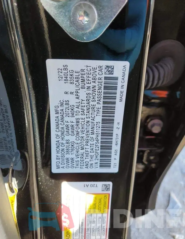 2HGFE2F54PH511275 Photo# 12