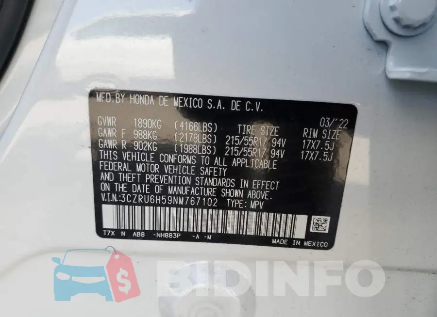 3CZRU6H59NM767102 Photo# 12