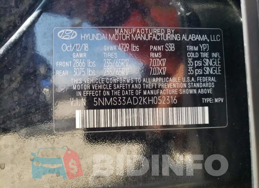 5NMS33AD2KH052316 Photo# 13