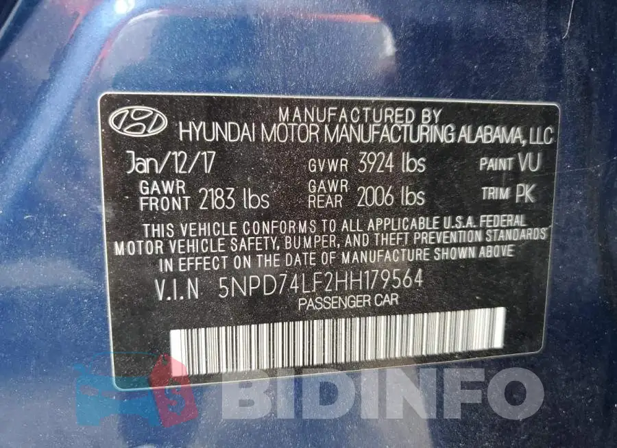 5NPD74LF2HH179564 Photo# 13