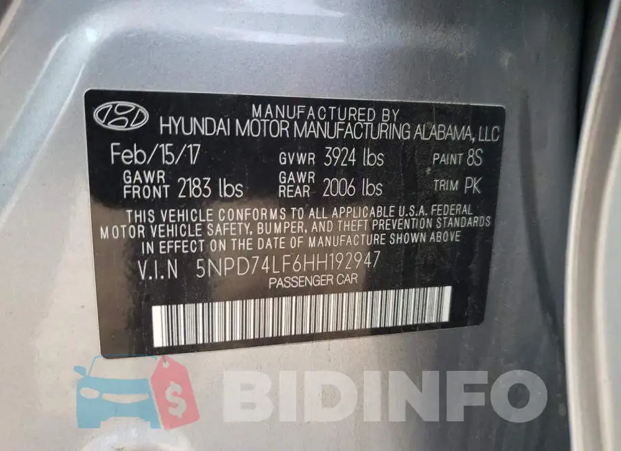 5NPD74LF6HH192947 Photo# 12