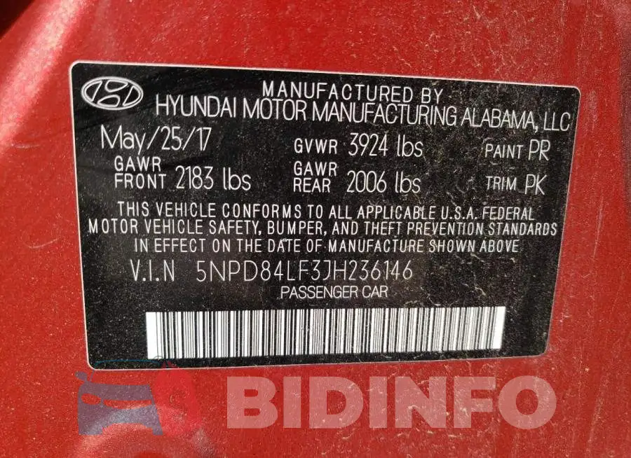 5NPD84LF3JH236146 Photo# 12