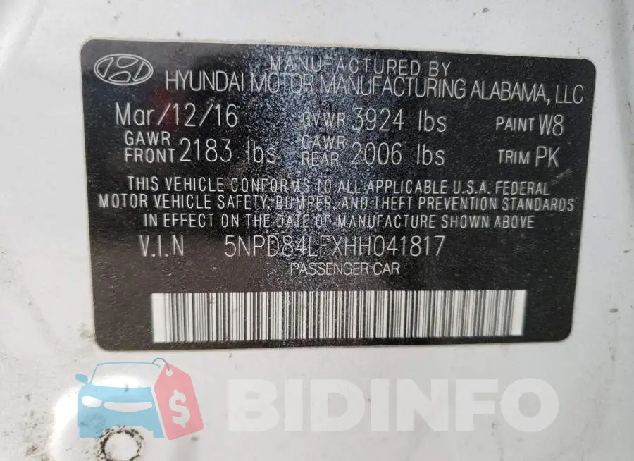 5NPD84LFXHH041817 Photo# 12