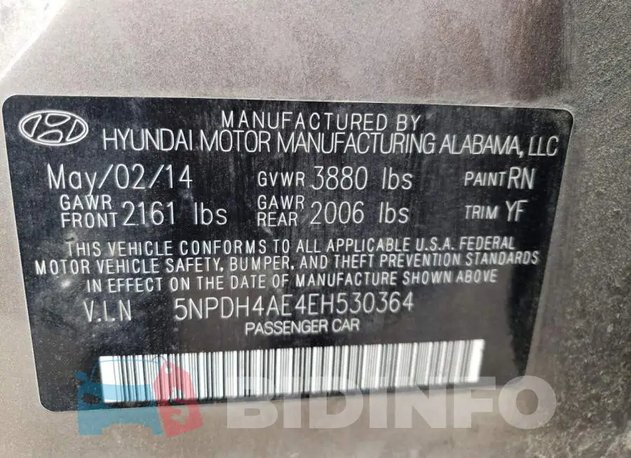 5NPDH4AE4EH530364 Photo# 13