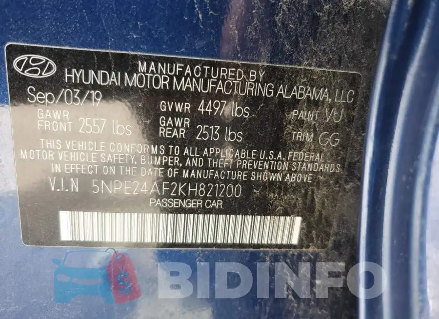 5NPE24AF2KH821200 Photo# 13