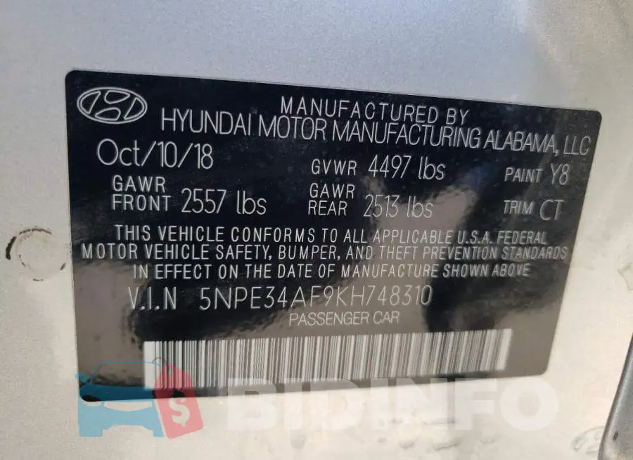 5NPE34AF9KH748310 Photo# 12