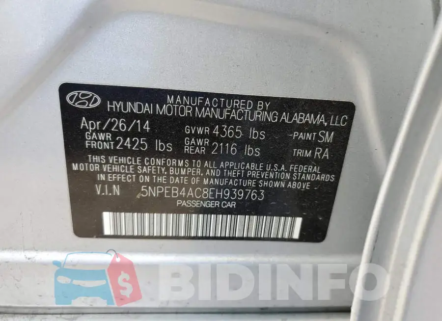 5NPEB4AC8EH939763 Photo# 12